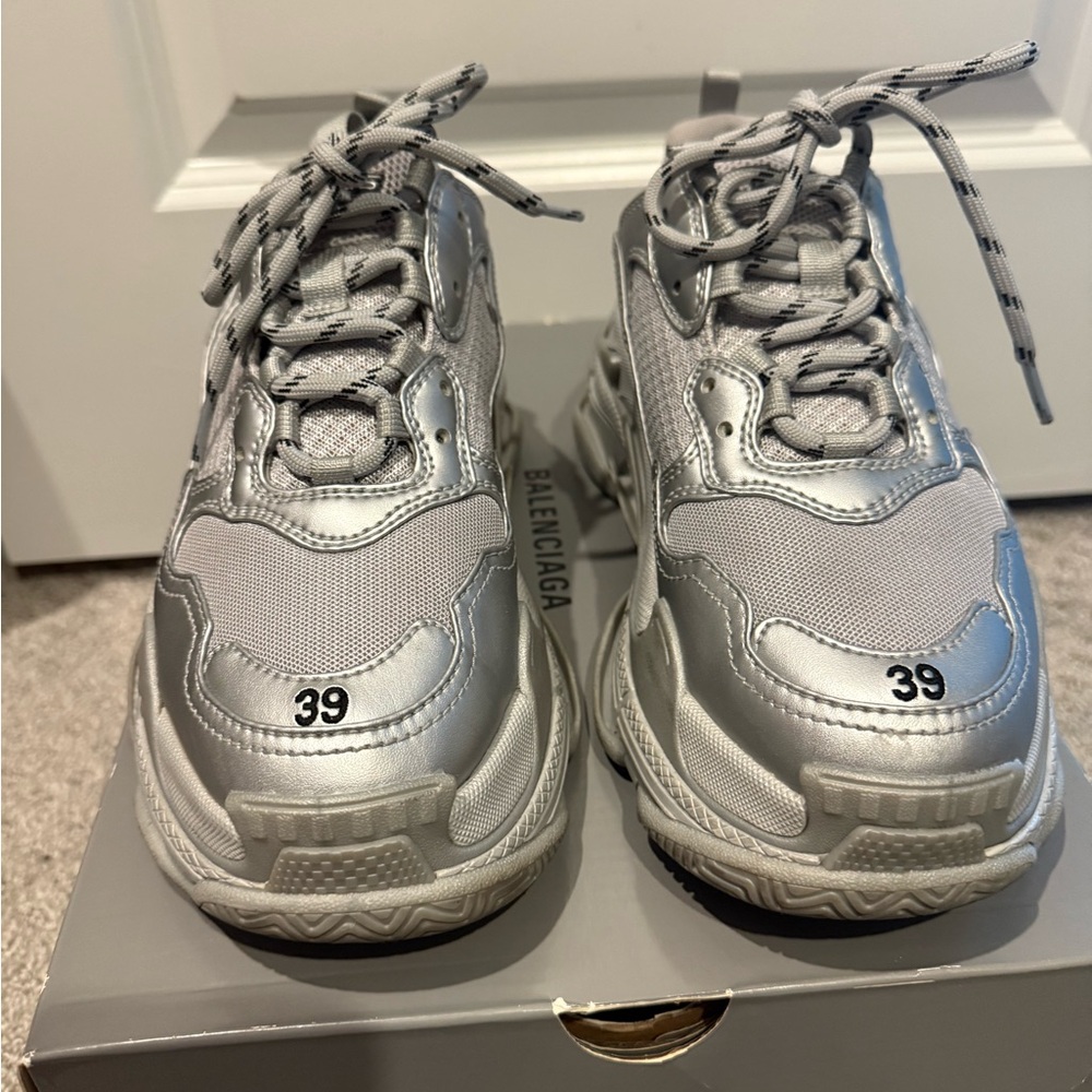 Balenciaga Silver Athletic Shoes